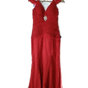 Alyce Paris red silk and satin designer gown 10